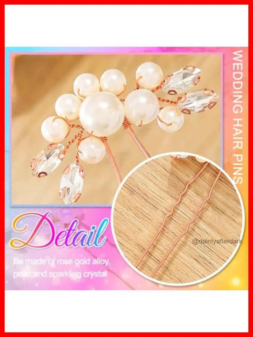 Alloy Pearl Crystal Bridal Hair Pins Pack of 3 Wedding Hair Accessories